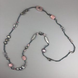 Silpada Sterling Silver Pink Soapstone Long Necklace N2191